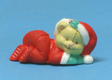 Dollhouse Miniature Santa Bear In Red Sleeper